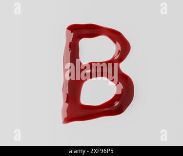 Lettres faites de sang rouge comme liquide. illustration 3d de l'alphabet rouge isolé sur fond blanc Banque D'Images