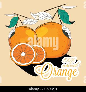 orange fruit publicité coloré esquisse plate classique Illustration de Vecteur