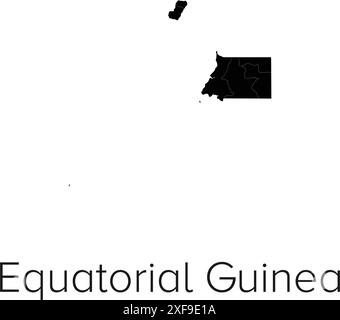 Equatorial Guinea Map Vector Illustration - Silhouette, Outline, Equatorial Guinea Travel and Tourism Map Stock Vector