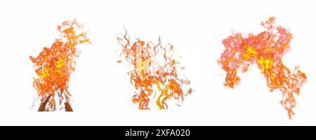 Définir l'illustration vectorielle des flammes de feu. Illustration de Vecteur