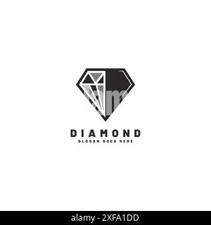 Conception de logo d'icône de diamant noir pour les affaires de pierres précieuses et de bijoux Illustration de Vecteur