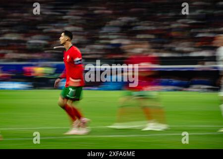Francfort, Allemagne, 1er juillet 2024 FRANCFORT, ALLEMAGNE - 1er JUILLET : Cristiano Ronaldo, du Portugal, vu lors de la manche du Championnat de l'UEFA Euro 2024 de 16 entre le Portugal et la Slovénie au Frankfurt Arena le 1er juillet 2024 à Francfort, Allemagne. (Photo de Dan O' Connor/ATPImages) Dan O' Connor (Dan O' Connor / ATP images / SPP) Banque D'Images
