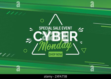 Cyber Monday vente en ligne rabais bannière de médias sociaux ou idée de modèle de poste. Idéal pour les ventes Flash et les offres hebdomadaires. Solde du nouvel an. Illustration de Vecteur