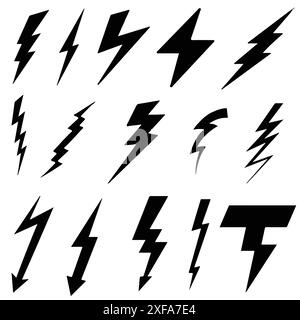 Collection d'icônes Lightning Bolt. Flash d'éclairage à boulon. Illustration vectorielle. Illustration de Vecteur