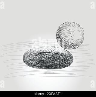 croquis d'une balle de golf. Illustration dessinée à la main Illustration de Vecteur