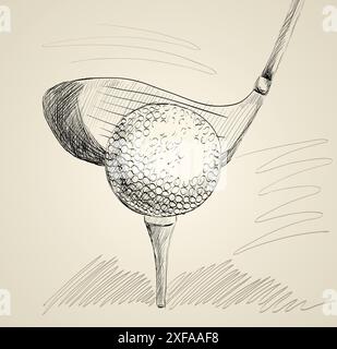 croquis d'une balle de golf. Illustration dessinée à la main Illustration de Vecteur