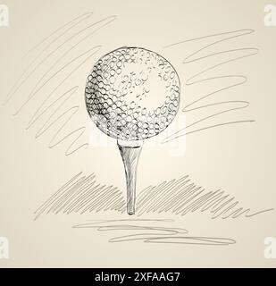 croquis d'une balle de golf. Illustration dessinée à la main Illustration de Vecteur