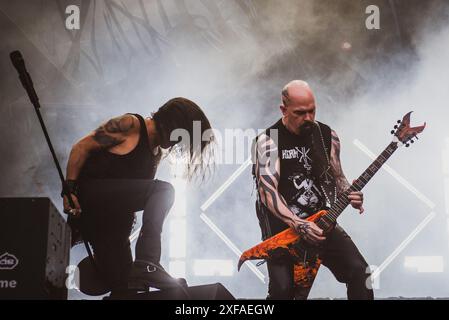 Le guitariste américain Kerry King se produit avec son nouveau groupe au Danish Copenhagen festival 2024 : Credit : Andrea Pinna Banque D'Images