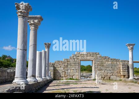 Les vestiges d'une ancienne basilique. Chersonesos, Sébastopol, Crimée Banque D'Images