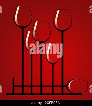 C'est une illustration de très haute taille, de verres verres à vin dans une élégante composition. C'est une illustration. Banque D'Images