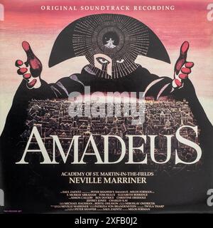 Amadeus, original Soundtrack Recording by Academy of St Martin in the Fields et Neville Marriner, couverture de disque vinyle LP Banque D'Images