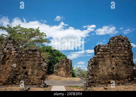 Ruines de Panama Viejo ou Old Panama, la partie restante de la ville de Panama d'origine, qui a été détruite en 1671 par le corsaire gallois Henry Morgan, Banque D'Images