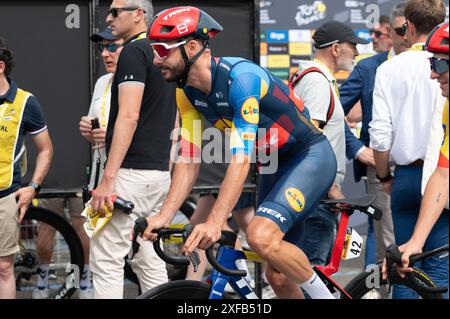 Bernard Julien, Lidl-Trek ? Lors de l'étape 3 - départ, Tour de France à Piacenza, Italie, 01 juillet 2024 Banque D'Images