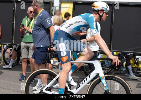 Eekhoff Nils, Team DSM-Firmenich PostNL ? Lors de l'étape 3 - départ, Tour de France à Piacenza, Italie, 01 juillet 2024 Banque D'Images