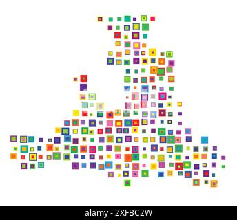 Carte des symboles de l'État de Salzbourg (Autriche). Carte abstraite montrant le Bundesland avec un motif de carrés colorés se chevauchant comme des bonbons Illustration de Vecteur
