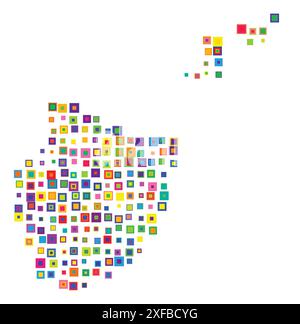 Carte des symboles du canton Appenzell Innerrhoden (Suisse). Carte abstraite montrant le Kanton avec un motif de carrés colorés se chevauchant comme cand Illustration de Vecteur