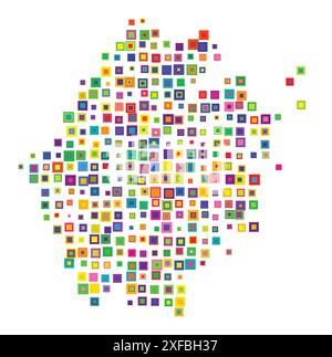 Symbole carte de la province du Zhejiang (République populaire de Chine). Carte abstraite montrant l'état / province avec un motif de quadrilatère coloré qui se chevauche Illustration de Vecteur