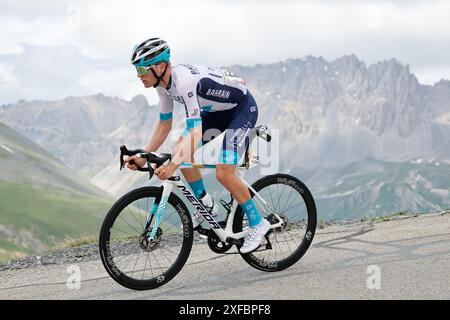 Tour de Frace 2024, étape 4, Pinerolo à Valloire - 01 JUILLET : Fred Wright pour l'équipe Bahreïn victorieux lors de l'étape 4 de la 111ème édition du Tour de France 2024, une étape de 140 kms, France, 01/07/2024 ( photo Jan de Meuleneir/Pool/GodingImages) Banque D'Images