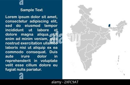 Sikkim Map template1, État de l'Inde, République de l'Inde, gouvernement, carte politique, carte moderne, drapeau indien, illustration vectorielle Illustration de Vecteur