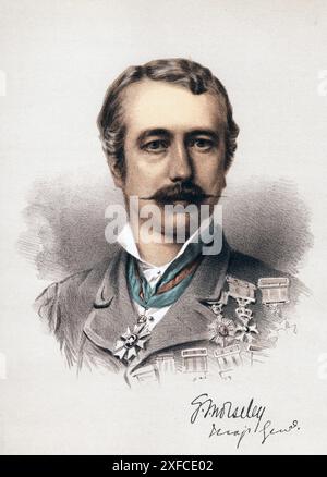 Garnet Joseph Wolseley, vicomte Wolseley (1833-1913), in Irland geborener englischer soldat, vers 1880. Oberbefehlshaber der britischen Armee (1890-95). Kam 1885 zu spät in Khartum an, um General Gordon abzulösen. AUS der Modern Portrait Gallery. (Londres, vers 1880). Britisch. Getönte lithographie. Banque D'Images