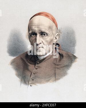 Henry Edward Manning (1809-1892) Englischer Römisch-katholischer Prälat, vers 1880. Nach seinem Abschluss in Oxford wurde Manning zum anglikanischen Priester geweiht und 1840 zum Archidiakon von Chichester ernannt. 1851 trat er der Römisch-katholischen Kirche BEI. 1865 wurde er Erzbischof von Westminster und 1875 zum Kardinal ernannt. AUS der Modern Portrait Gallery. (Londres, vers 1880). Getönte lithographie. Banque D'Images