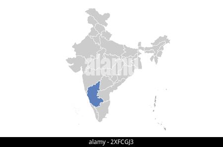 Karnataka Political map1, État de l'Inde, République de l'Inde, gouvernement, carte politique, carte moderne, drapeau indien, illustration vectorielle Illustration de Vecteur