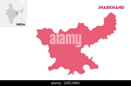 Jharkhand administrative map1, État de l'Inde, République de l'Inde, gouvernement, carte politique, carte moderne, drapeau indien, illustration vectorielle Illustration de Vecteur