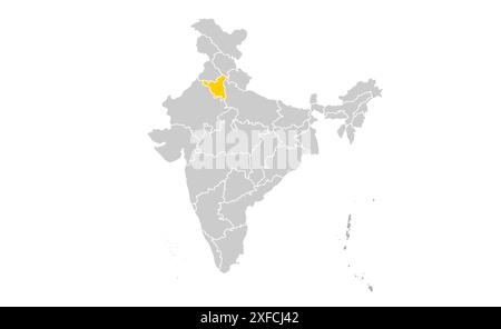 Haryana Political map1, État de l'Inde, République de l'Inde, gouvernement, carte politique, carte moderne, drapeau indien, illustration vectorielle Illustration de Vecteur