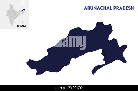 Arunachal Pradesh administrative map1, État de l'Inde, République de l'Inde, gouvernement, carte politique, carte moderne, drapeau indien, illustration vectorielle Illustration de Vecteur