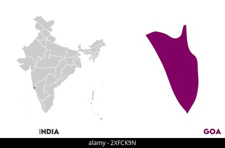 Goa Map1, État de l'Inde, République de l'Inde, gouvernement, carte politique, carte moderne, drapeau indien, illustration vectorielle Illustration de Vecteur