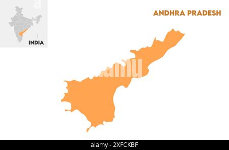 Andhra Pradesh map1, État de l'Inde, République de l'Inde, gouvernement, carte politique, carte moderne, drapeau indien, illustration vectorielle Illustration de Vecteur