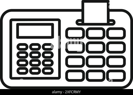 Caisse enregistreuse électronique avec calculateur pour entrer le montant et imprimer un chèque papier Illustration de Vecteur