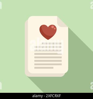Feuille de papier avec message d'amour ouvert révélant des sentiments romantiques Illustration de Vecteur