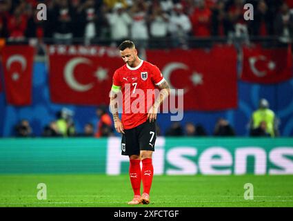 Leipzig, Allemagne. 02 juillet 2024. Football, UEFA Euro 2024, Championnat d'Europe, Autriche - Turquie, finale, manche 16, stade de Leipzig, l'autrichien Marko Arnautovic réagit. Crédit : Robert Michael/dpa/Alamy Live News Banque D'Images