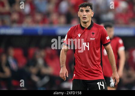 DUSSELDORF - Qazim Laci d'Albanie lors du match du groupe B de l'UEFA EURO 2024 entre l'Albanie et l'Espagne à la Dusseldorf Arena le 24 juin 2024 à Dusseldorf, Allemagne. ANP | Hollandse Hoogte | Gerrit van Keulen Banque D'Images