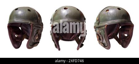 Casque de tankers de la seconde Guerre mondiale à divers angles isolé sur un fond blanc Banque D'Images