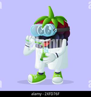 Mignon personnage blackberry comme scientifiques. Parfait pour les enfants, la marchandise et l'autocollant, la promotion de bannière ou le blog Illustration de Vecteur