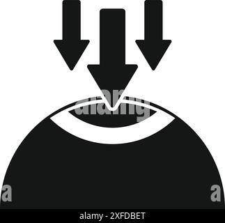 Icône noire d'un œil avec des flèches pointant vers l'intérieur, représentant la pression et le glaucome potentiel Illustration de Vecteur