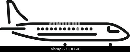 Simple icône de dessin au trait d'un grand avion de passagers décollant du sol Illustration de Vecteur