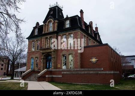 Temple de la renommée des sports sur la rue Queen dans le quartier historique de la garnison au centre-ville de Fredericton, Nouveau-Brunswick, Canada Banque D'Images