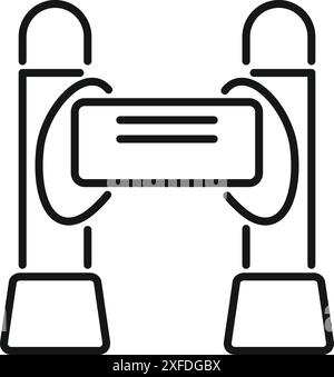 Icône de dessin au trait d'un tourniquet permettant l'accès d'une personne à la fois, parfait pour les projets liés à la sécurité et au contrôle des foules Illustration de Vecteur
