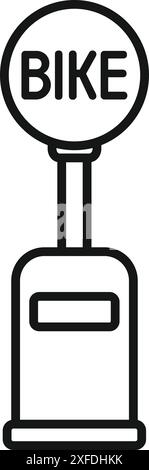 Icône monochrome simple d'un panneau de stationnement de vélo, parfait pour représenter les aires de stationnement de vélo Illustration de Vecteur