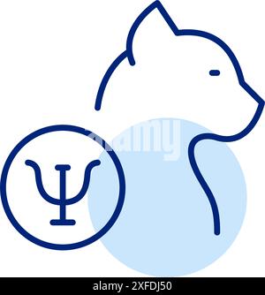 Psychothérapeute chat. Services de santé mentale et de bien-être pour animaux de compagnie. Clinique vétérinaire. Icône de contour pixel Perfect, modifiable Illustration de Vecteur