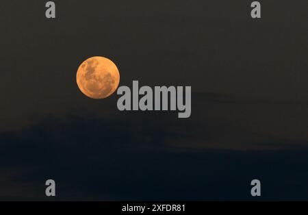 Vue au lever de la lune depuis le sommet du mont Maunganui à Tauranga, Nouvelle-Zélande. Banque D'Images