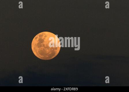 Vue au lever de la lune depuis le sommet du mont Maunganui à Tauranga, Nouvelle-Zélande. Banque D'Images