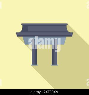 Porte japonaise traditionnelle debout dans un design plat avec une longue ombre Illustration de Vecteur