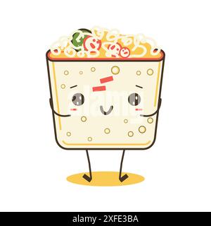 Mignon Kebab personnage de dessin animé japonais avec expression de sourire Illustration de Vecteur