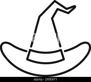 Simple dessin au trait d'un chapeau de sorcière, parfait pour représenter les costumes et les célébrations d'halloween Illustration de Vecteur