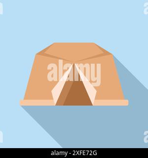 Tente de camping debout sur plate-forme en bois représentant le concept de glamping Illustration de Vecteur