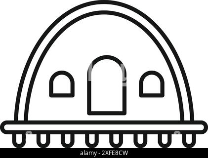 Hangar avec une grande entrée pour garer les vaisseaux spatiaux Illustration de Vecteur